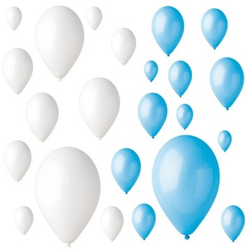BALONY na chrzciny niebieskie białe 200 szt. GEMAR