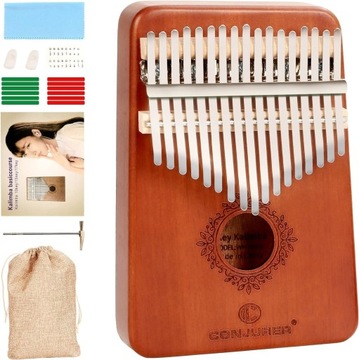 KALIMBA drewniana INSTRUMENT AFRYKAŃSKI MUZYCZNY PIANINO 17 klawiszy ZESTAW