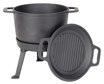 KOCIOŁEK ŻELIWNY 3W1 STOJAK+PATELNIA 15L