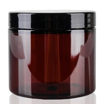 Słoik PET brązowy 200ml z nakrętką czarną PP