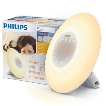 BUDZIK ŚWIETLNY PHILIPS WAKE-UP LIGHT LAMPA SYMULACJA WSCHODU SŁOŃCA HF3500