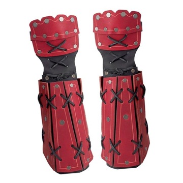 PU skórzane rękawiczki Cosplay z półpalcem Długie rękawiczki bandażowe w stylu gotyckim czerwone