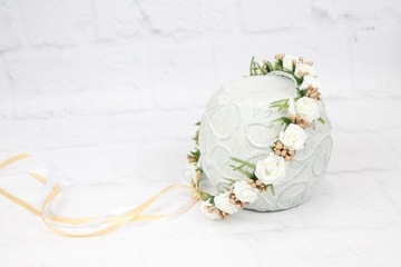 Венок для причастия, тонкий, ЗОЛОТОЙ папоротник, ЖЕМЧУГ