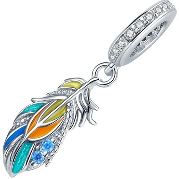 Charms Koralik Bransoletki PIÓRKO srebro pr.925