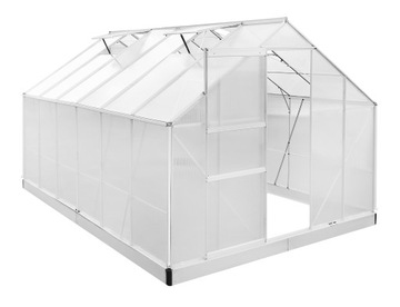 SZKLARNIA OGRODOWA 3,7m x 2,5m ALUMINIUM POLIWĘGLAN + FUNDAMENT Z KOTWAMI