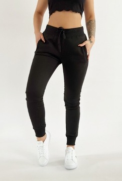 SPODNIE DRESOWE DAMSKIE CZARNE, ŚCIĄGACZ W PASIE, SPORTOWE, WYGODNE L