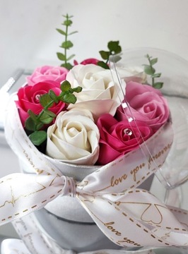 Flowerbox Kwiaty mydlane Dzień matki Dzień Kobiet Walentynki