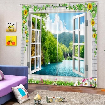 2шт пейзажные украшения оконные двери шторы 3D печатные жалюзи 13 #