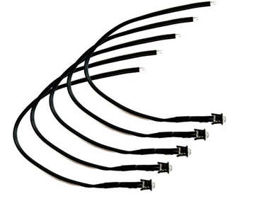 5x Dioda LED 5mm 12V biała przewód 20cm z oprawką