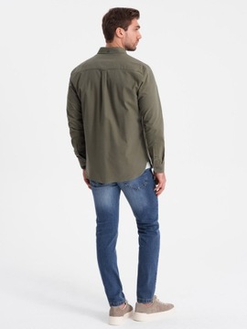 Pánska bavlnená košeľa REGULAR s khaki vreckom V4 OM-SHOS-0153 XL