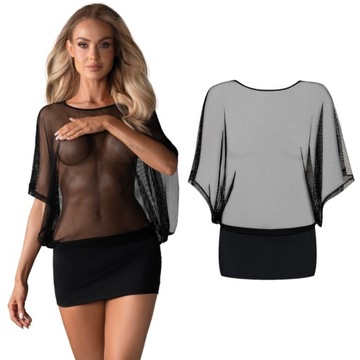 Kobieca sukienka nocna i stringi Punker od Obsessive L/XL zmysłowy model
