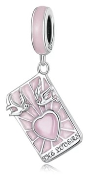 MD charms koralik różowe gołębie serce książka 925