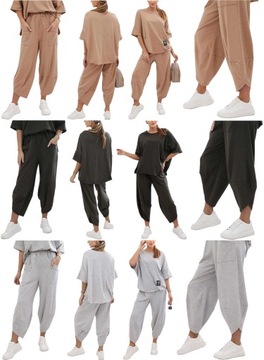 ИТАЛЬЯНСКИЙ ЭЛЕГАНТНЫЙ ХЛОПКОВЫЙ КОМПЛЕКТ БЛУЗКА, БРЮКИ, СВИТШОТ OVERSIZE U