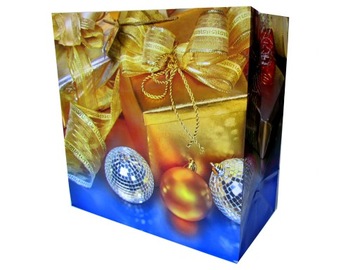 duża TORBA PREZENTOWA BOMBKI motyw ŚWIĄTECZNY 50 X 50 X 25