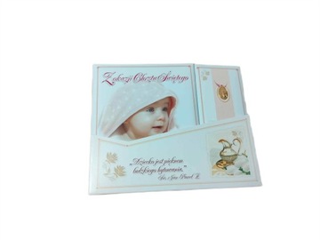 Książeczka z życzeniami pamiątka Chrztu Świętego 18,5x15 cm