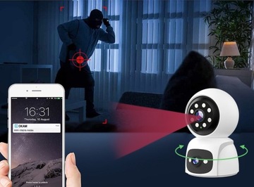 ДВОЙНАЯ КАМЕРА 2X5MP ЗУМ ВНУТРЕННИЙ ПОВОРОТНЫЙ IP WIFI СИГНАЛИЗАЦИЯ FHD ОБНАРУЖЕНИЕ