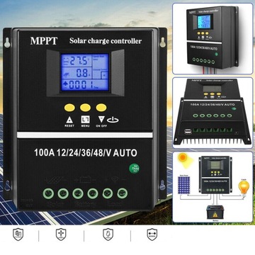 КОНТРОЛЛЕР ЗАРЯДКИ СОЛНЕЧНЫЙ КОНТРОЛЛЕР MPPT 12В/24В/36В/48В ЖК-дисплей 100А
