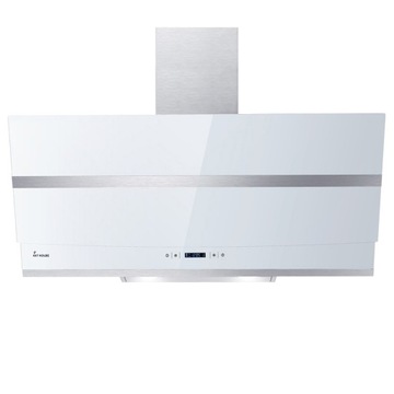 Maska wyciągowa 90cm bezgłowicowa maska ścienna skośna biała SmartHome