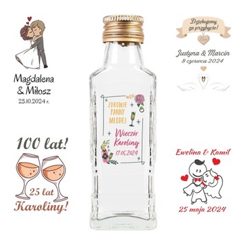 50x MOSKWA 100ml buteleczki na prezent wesele ślub