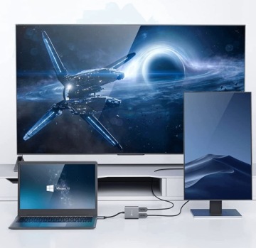 Адаптер HUB USB-C Dual 2x HDMI 4K USB MacBook PD