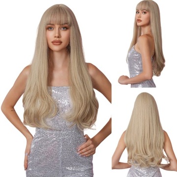 Peruka Blond z grzywką efekt naturalny