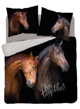 POŚCIEL HOLENDERSKA 200x220 BAWEŁNA dwa konie para happy together