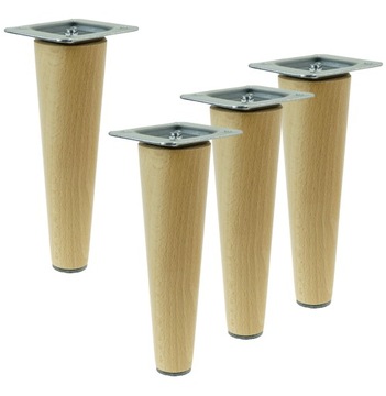 4x Noga nóżka 25 cm bukowa lakier prosta zestaw