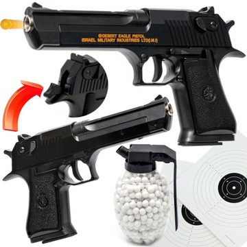 DESERT EAGLE ASG PISTOLET METALOWY NA KULKI + GRANAT 800 szt. kulki+ tarcze