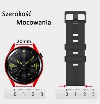 PASEK 20mm UNIWERSALNY do ZEGARKA SMARTWATCH SAMSUNG HUAWEI XIAOMI CZARNY