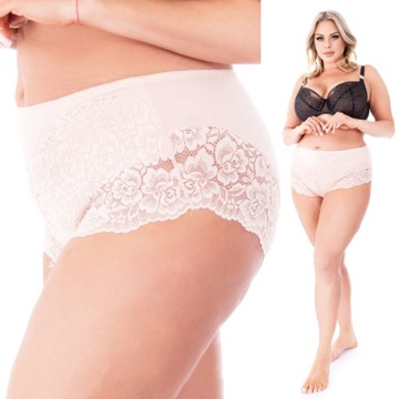 PLUS SIZE Beżowe Bawełniane Majtki Koronkowe - Idealne Dopasowanie! fenome