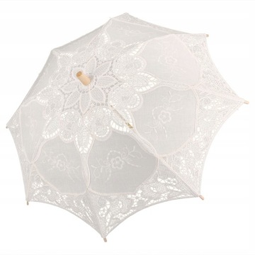 MINI KORONKOWY PARASOL ŚLUBNY PARASOL BIAŁY