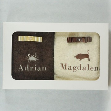 2x БАННОЕ ПОЛОТЕНЦЕ В КОРОБКЕ + ЗОДИАК И ИМЯ