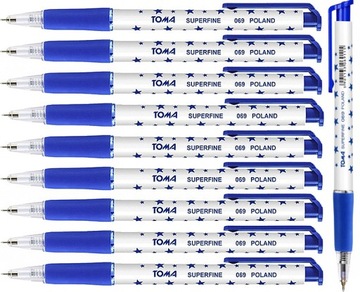 Długopis automatyczny w gwiazdki do biura szkoły Toma niebieski 10 szt