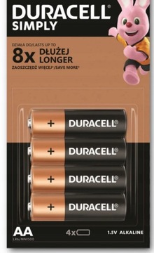 Bateria DURACELL LR6 AA alkaliczna SIMPLY 4 szt