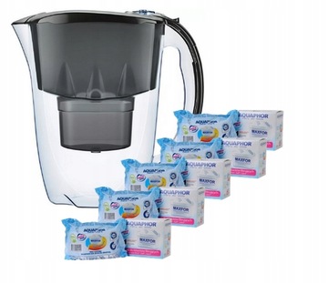 5 x Filtr wkład AQUAPHOR MAXFOR + Dzbanek AMETHYST Czarny Gratis