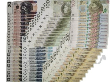 10-500zł po 10szt. banknoty do zabawy i nauki zest