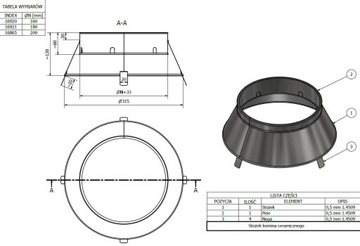 ЗАГЛУШКА CONE FI 200 КРЫШКА ДИФФУЗОРА ДЛЯ ДЫМОХОДА