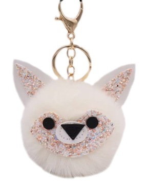 БРЕЛОК-СОБАКА С ПОМПОНОМ МЕХОВОЙ БРЕЛОК