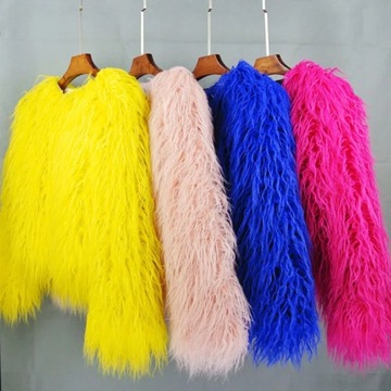 2023 Winter New Women Fur Coat Colorful Furry Pink