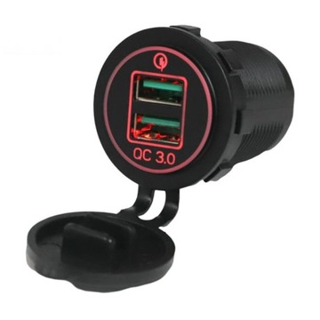 ŁADOWARKA USB 2x QC 3.0 CZEROWNY 36W DO ZABUDOWY QUICK CHARGE