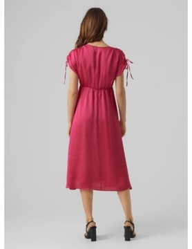 Vero Moda różowa satynowa sukienka midi M