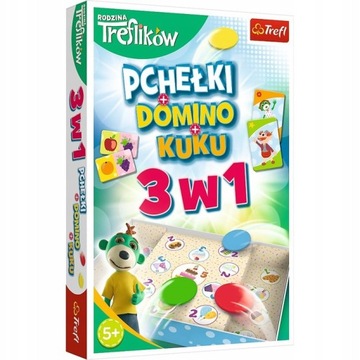 GRY 3W1 PCHEŁKI DOMINO KUKU RODZINA TREFLIK TREFL