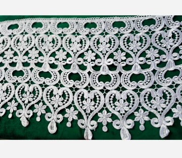 GIPIURA BIAŁA KWIAT KORONKA ORNAMENT 30 cm cudo FIRANA DEKORACJA