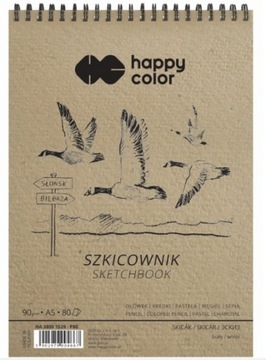 Szkicownik Kołonotes A5 biały 80ark Happy Color