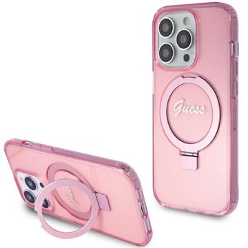 Guess Ring Stand MagSafe etui Brokat obudowa pokrowiec do iPhone 15 Pro