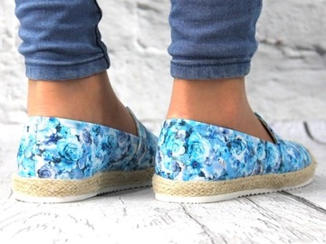 BALERINKI DAMSKIE WYGODNE ESPADRYLE W KWIATY r 36