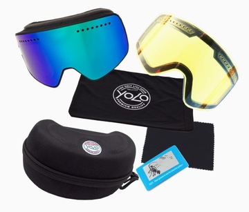 GOGLE SNOWBOARD YOLO POLARYZACJA 2 SZYBY DUŻY KOMPLET NIEBIESKIE ANTI FOG