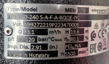 Насос Grundfos TPE3 серии 2000 50-240 S-A-F-A-BQQE-IYC НОВИНКА!!!