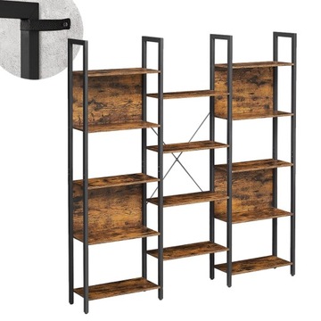 DUŻY pojemny REGAŁ NA KSIĄŻKI stojący 14 półek 24x158x166 cm vintage LOFT