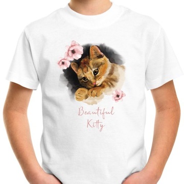 T-SHIRT KOSZULKA DLA DZIECKA KOTY KOTKI 164 SUPER JAKOŚĆ